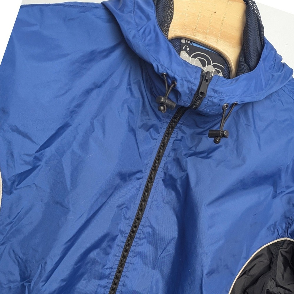 Ocean Pacific OP Mens Blue Black Hooded Windbreaker Jacket Mesh Lined XL